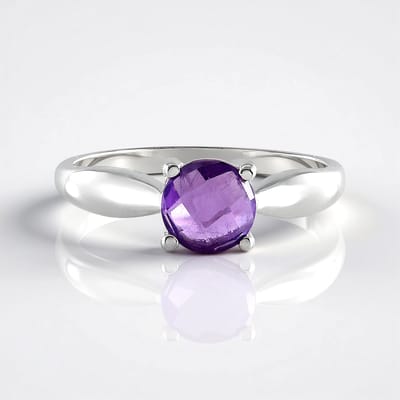 Cavill - Zilveren Ring 925 Sterling Zilver - 0,729 ct Zambia Amethist Rond Briolette Paars - Elegante Damesring 23x18 mm