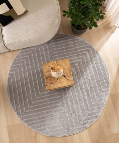 Scandinavisch vloerkleed rond - Contour Edge grijs 80
