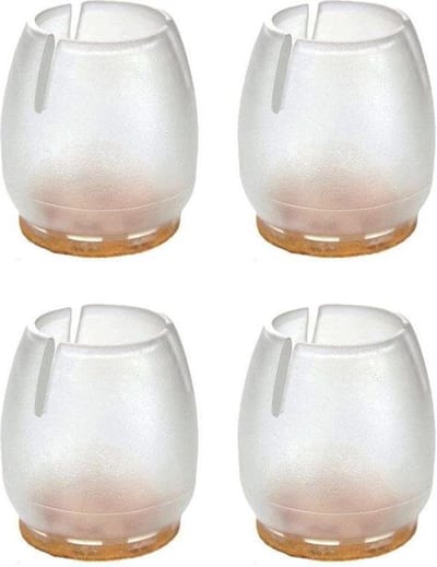 FLE - Stoeldop transparant rond Ø 1,4 cm en hoogte 2,5 cm van kunststof - 4 stuks