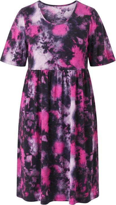 Angel of Style - Dames - Mesh jurk A-lijn batikmotief onderjurk - Zwart - Maat 42
