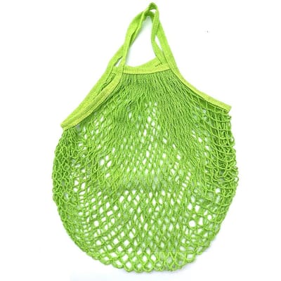 Sacs d'épicerie réutilisables portables pour fruits et légumes, sac en maille de coton, sac à main, sac de courses en filet à poignée courte, fourre-tout Fruit green