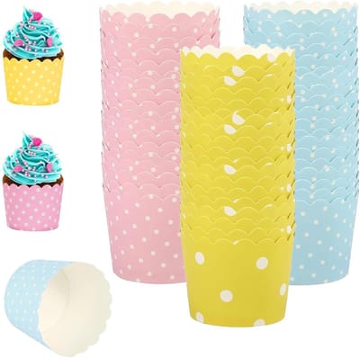 150 Stuks Papieren Muffin Cups voor Cupcakes en Snacks - Ideaal voor Verjaardagen en Feestjes in 3 Kleuren, 5x6 cm, Perfect voor Bakken en Decoratie