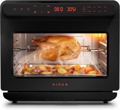 Multifunctionele Airfryer Oven - Heteluchtfriteuse Mini-oven - Gezond Koken - Stoom en Hetelucht - 12 Liter - Zwart
