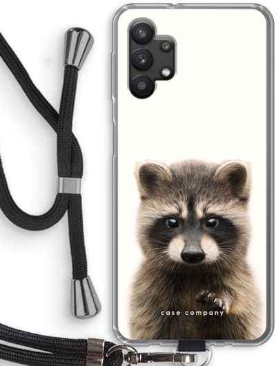 Hoesje met koord geschikt voor Samsung Galaxy A32 5G hoesje met Koord - Rocco - Telefoonhoesje met Zwart Koord - Bescherming aan alle Kanten en Over de Schermrand
