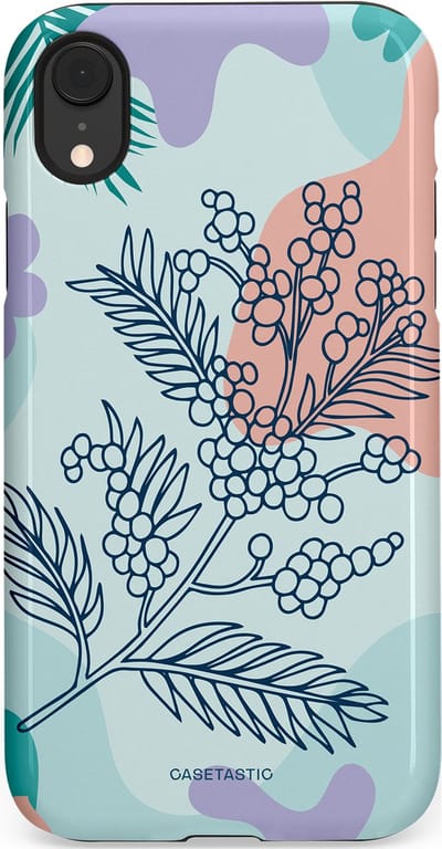 Casetastic Hoesje Geschikt voor Apple iPhone Xr - Stijlvolle Beschermende Duo-layer Case - Aquarel Bladeren