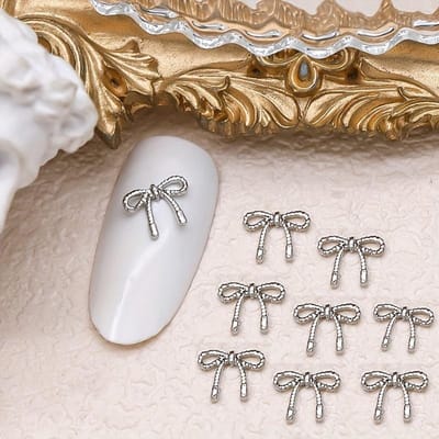 10 STUKS Mini Vintage Vlinderdas Strikje Legering Nail Art Strass Decoraties Manicure Nagel Charms 10pcs brown
