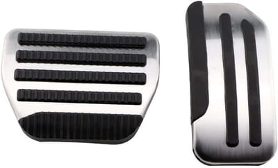 Pedaal Covers Set - Auto Pedaal Bescherming - Veiliger Rijden - Antislip Rubber - AT 2 Stuks - Zilver Zwart