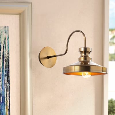Asir - Wandlamp - Goud met metalen behuizing - 23 x 22 x 42 cm
