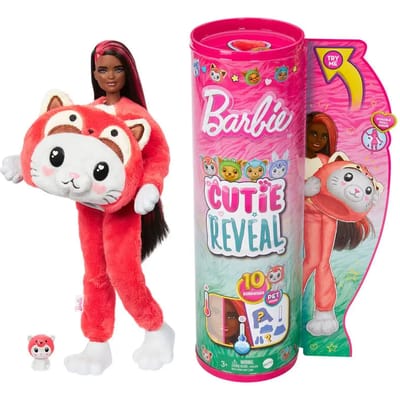 Chelsea Cutie Reveal pop met kostuums van een rode panda kitten Mattel