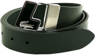 LACOSTE Leren Riem Plain Leather Belt W100 Sinople Donkergroen