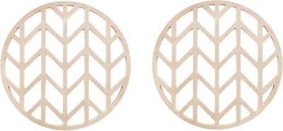 Krumble Pannenonderzetter - Set van 2 - Pannenonderzetter hittebestendig - Pannenonderzetter Siliconen - Pannenonderzettters - Pijlen patroon - Diameter 14 - Beige