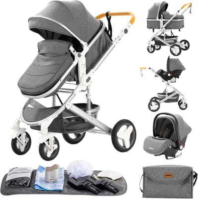 3-in-1 Kinderwagen met Zitaccessoires en Universele Adapter - Inklapbaar, Geschikt tot 25 kg