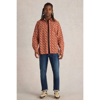 White Stuff Espresso Printed Shirt Orange Print Maat: L | Casual Overhemden Outlet | Heren | Oranje