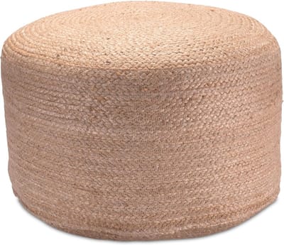 Ronde Gevlochten Jute Poef - Zichtbare Voetenbank of Extra Zitplek - Boho Stijl
