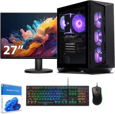 Sedatech Expert Gaming PC Pakket ATX Compact • AMD Ryzen 5 5600X 6x 3.7GHz • Geforce RTX4060 • 32Gb RAM • 2Tb SSD M.2 • WiFi, USB C • Windows 11 • Desktop computer • Monitor 27'' + Toetsenbord/Muis