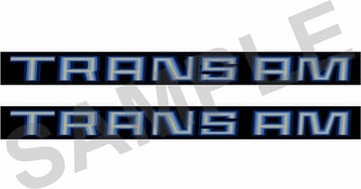 1970-1993 Pontiac Firebird doorhandle sticker blauw - opdruk: TRANSAM