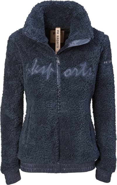 PK International - Teddy - Vest - Jas - Dames - Glitterstof - Ritszakken - Jersey voering - Roebel - Donkerblauw - 158