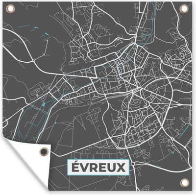Tuin poster Évreux - Frankrijk - Plattegrond - Stadskaart - Kaart - 200x200 cm - Tuindoek