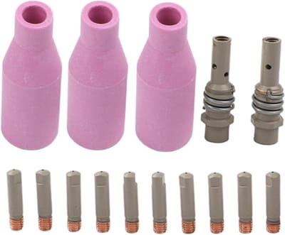 Lastoorts Nozzle Kit - MIG MAG Onderdelen - Metaal Bewerken - Hoogwaardige Coatingtips - 15 Stuks - Zoals Afgebeeld