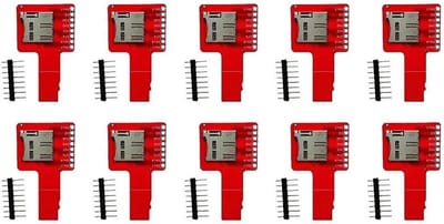 TF Kaart Adapter Board - SD Module Geheugenkaart Adapter - Data Opslag - SPI Interface Compatibel - 10 stuks - Rood