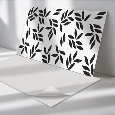 Wallfluent Vinyl Wandpaneel - Bladpatroon achtergrond Wandpaneel PVC - 120 cm x 60 cm - Zwart Vinyl Wandpaneel - Set van 1 - Rechthoekig Wandbekleding Vinyl - Bloemen en planten Wandpaneel - Zelfklevend Wandpaneel - Wandpaneel Keuken en Badkamer