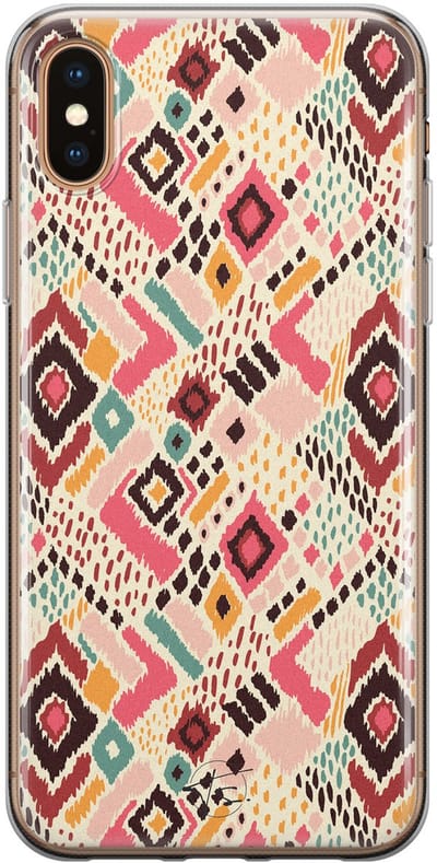 Hoesje geschikt voor iPhone Xs - Boho vibes - Soft Case - TPU - Print - Multi - Mooie Telefoonhoesjes