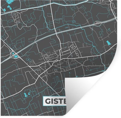 Muurstickers - Sticker Folie - Stadskaart – Grijs - Kaart – Gistel – België – Plattegrond - 100x100 cm - Plakfolie - Muurstickers Kinderkamer - Zelfklevend Behang XXL - Zelfklevend behangpapier - Stickerfolie