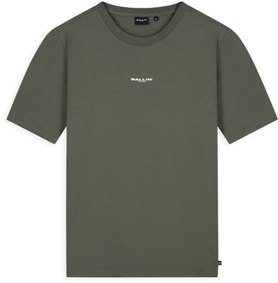Ballin Amsterdam - Heren Regular fit T-shirts Crewneck SS - Dark Army - Maat S