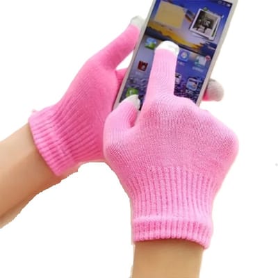 Touchscreen Handschoenen I Wanten I Touch Tip Gloves I Scandinavisch Patroon I Uniseks I Voor Volwassenen I One Size I Roze