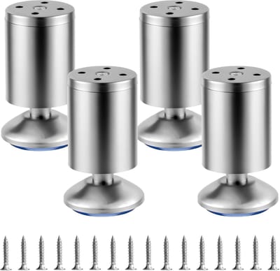 Verstelbare meubelpoten - Kast en bank - Meubels verhogen - Roestvrij staal - 10 cm hoogte - Zilver