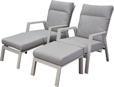 Barolo lounge balkonset 4 delig verstelbaar latte zand aluminium