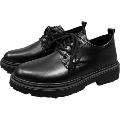 Herenschoenen Leer Eenvoudig Casual Britse Stijl Werkkleding Herenschoenen Dikke Zolen Trendy Veelzijdig Veterschoenen Zakelijke Schoenen 42