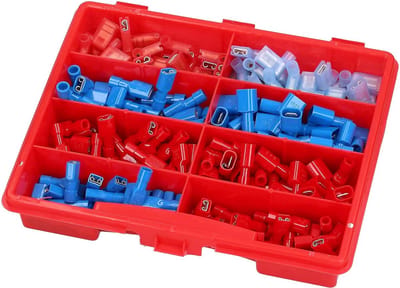 240-delig Kalitec platte stekkerdoosset, volledig geïsoleerd, assortiment platte stekkers 0,25-2,5 mm², connector, platte stekkerdoos, platte stekkerverbinding, kabelverbinder, crimpconnector