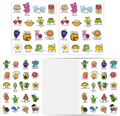 Dailygoods- Fruitstickers 40 stuks - Diermotieven - Waterdicht - Zelfklevend - Positieve aanmoediging - Creatieve patronen - Beloningsstickers