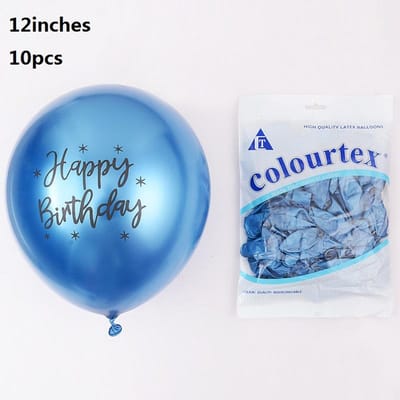 10 stuks Verjaardagsballonnen Chroom Latex Gefeliciteerd Bedrukt Patroon Baby Shower Ballon Metaal Verjaardagsfeest Decoraties 12INCH