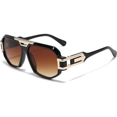 Lunettes de Soleil de Designer Vintage de Luxe UV400 Tendance Rétro Hommes Femmes Grande Monture Lunettes de Soleil Gafas Europe Amérique black