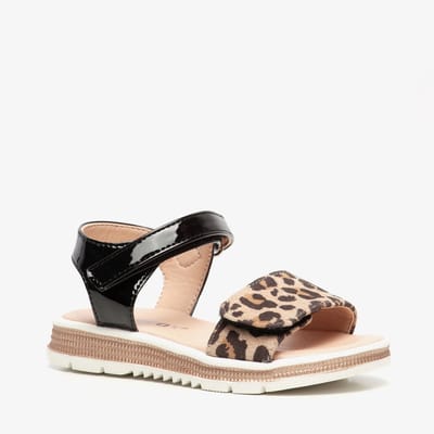 Blue Box meisjes lak sandalen met luipaardprint - Bruin - Maat 28