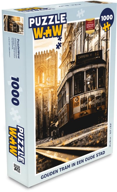 Puzzel Tram - Lissabon - Goud - Legpuzzel - Puzzel 1000 stukjes volwassenen