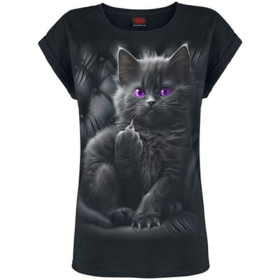 Spiral T-shirt - Cattitude Girlie-Shirt - S tot XXL - voor Vrouwen - zwart