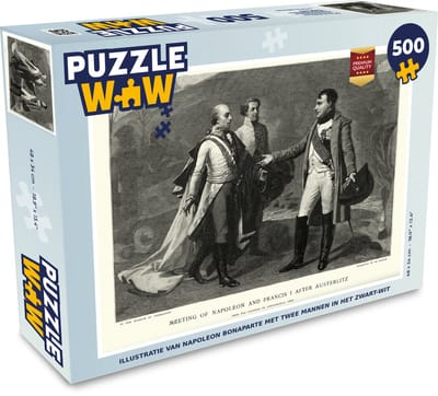 Puzzel Illustratie van Napoleon Bonaparte met twee mannen in het zwart-wit - Legpuzzel - Puzzel 500 stukjes