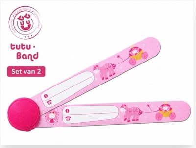 Tutu-Band® polsbandjes - Set van 2 SOS naambandjes voor kinderen - Prinses