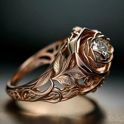 Bague Fleur Huitan Esthétique Couleur Or Rose Accessoires de Fiançailles pour Femme avec Zirconia Brillant Alliance Élégante Bijoux 8