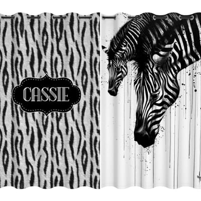 Modern Eenvoudig Zebra Strepen Woonkamer Keuken Kort Gordijn Kinderkamer Meisjesslaapkamer Gordijn 75% Verduisterend Op Maat cortina (50Wx50H)x2(CM)&Grommet Top