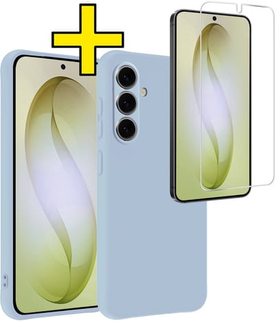 Hoesje - Met Screenprotector - Geschikt voor Samsung Galaxy S26 - Sterk & Shockproof - Back Cover - Siliconen Case - Telefoon Hoes - Telefoonhoesjes - Lichtblauw
