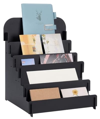 Houten Wenskaarten Display Stand - 5 Tier Multifunctionele Kaartenhouder voor Verjaardagskaarten en Stickers