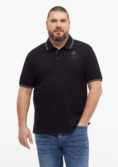 Polo van gestructureerde katoenen pique met print aan de voorkant s.Oliver
