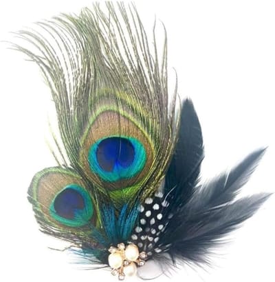 Pauw haarspeld met veer en strass - Elegante haaraccessoires voor een stijlvolle look