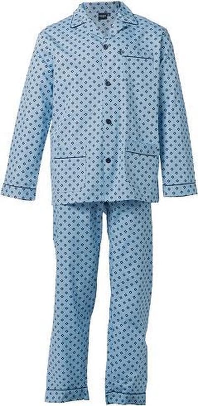 Gentlemen heren pyjama doorknoop - maat 64 - Dubbel ruit - blue - Poplin 100% katoen