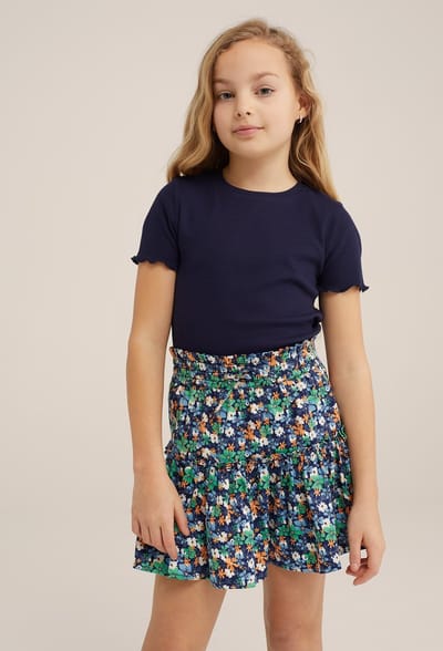 WE Fashion Meisjes slim fit T-shirt met ribstructuur