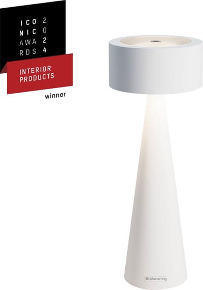 Sompex / Musterring tafellamp ELODY - oplaadbaar,wit | Accu | LED tafellamp voor buiten en binnen - Werkt op batterijen - Aluminium - Dimbaar - Incl. Inductie oplaadbaar- wit